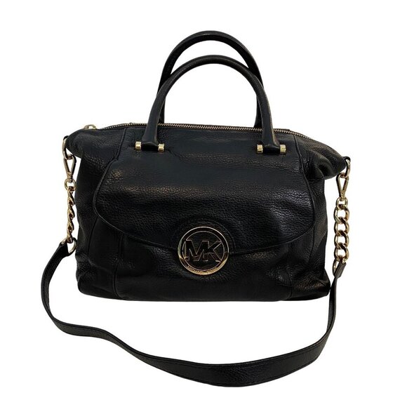 MICHAEL Michael Kors Handbags - Michael Kors Black Soft Leather Fulton Chain Satchel